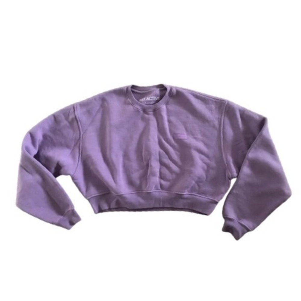 SET ACTIVE Purple Cropped Sweatshirt Womens Small Crewneck 100% Cotton USA
